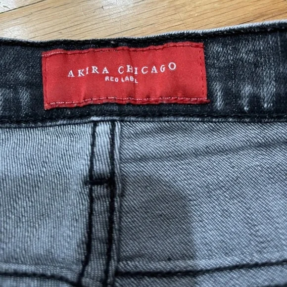 Akira Chicago Red Label Black Acid Wash Denim Shorts M Waist 29” Rise 10” EUC - Picture 3 of 8